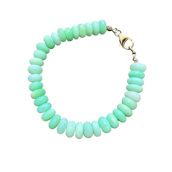 Genuine Parrot Opal Gemstone Beaded Bracelet Gold Filled Clasp - Picture 1 of 8